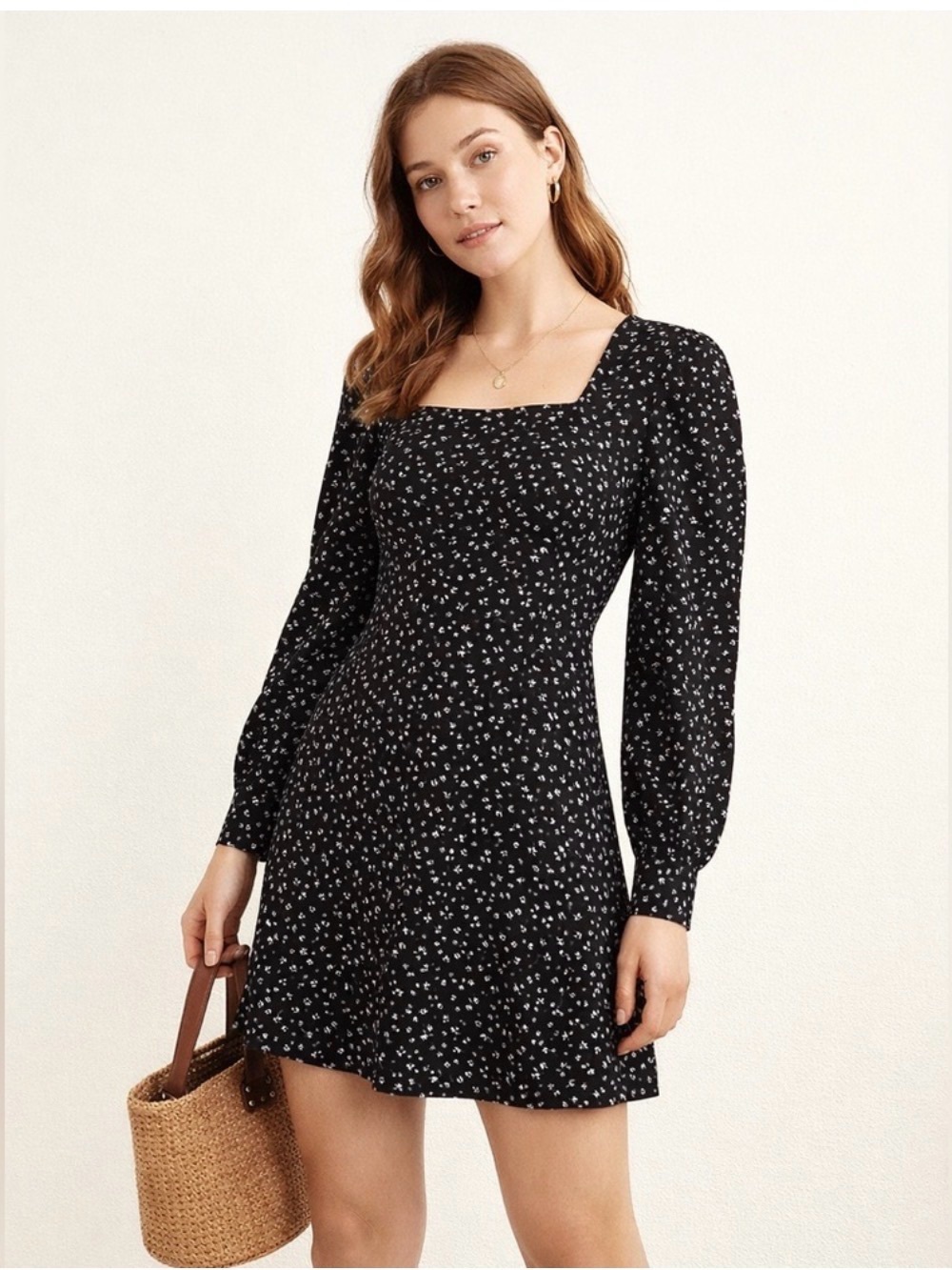Madewell Black Ditsy Floral Dress